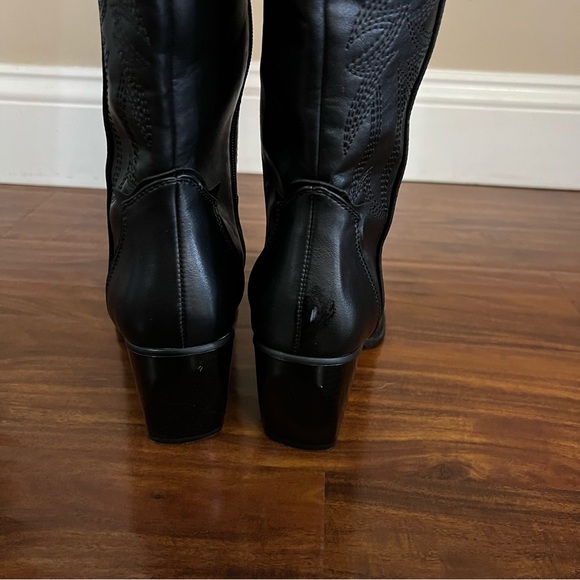 Dream Pairs Black Embroidered Western Cowboy Knee High Boots size 7.5 - Picture 10 of 13